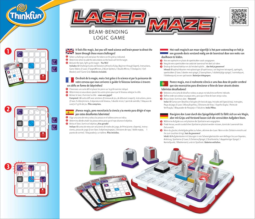Think Fun Laser Maze (Class 1) Brain Game and STEM Toy for Boys and Girls Age 8 and Up – Award Winning and Mind Challenging Game for Kids (44001014)
