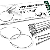 Mrdilla 100 Pcs 6 Inch Wire Keychain Cables, Stainless Steel Key Rings Loops for Luggage Tags, Keys, and Outdoor Gear