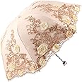 Honeystore Vintage Lace UV Sun Parasol Folding 3D Flower Embroidery Umbrella