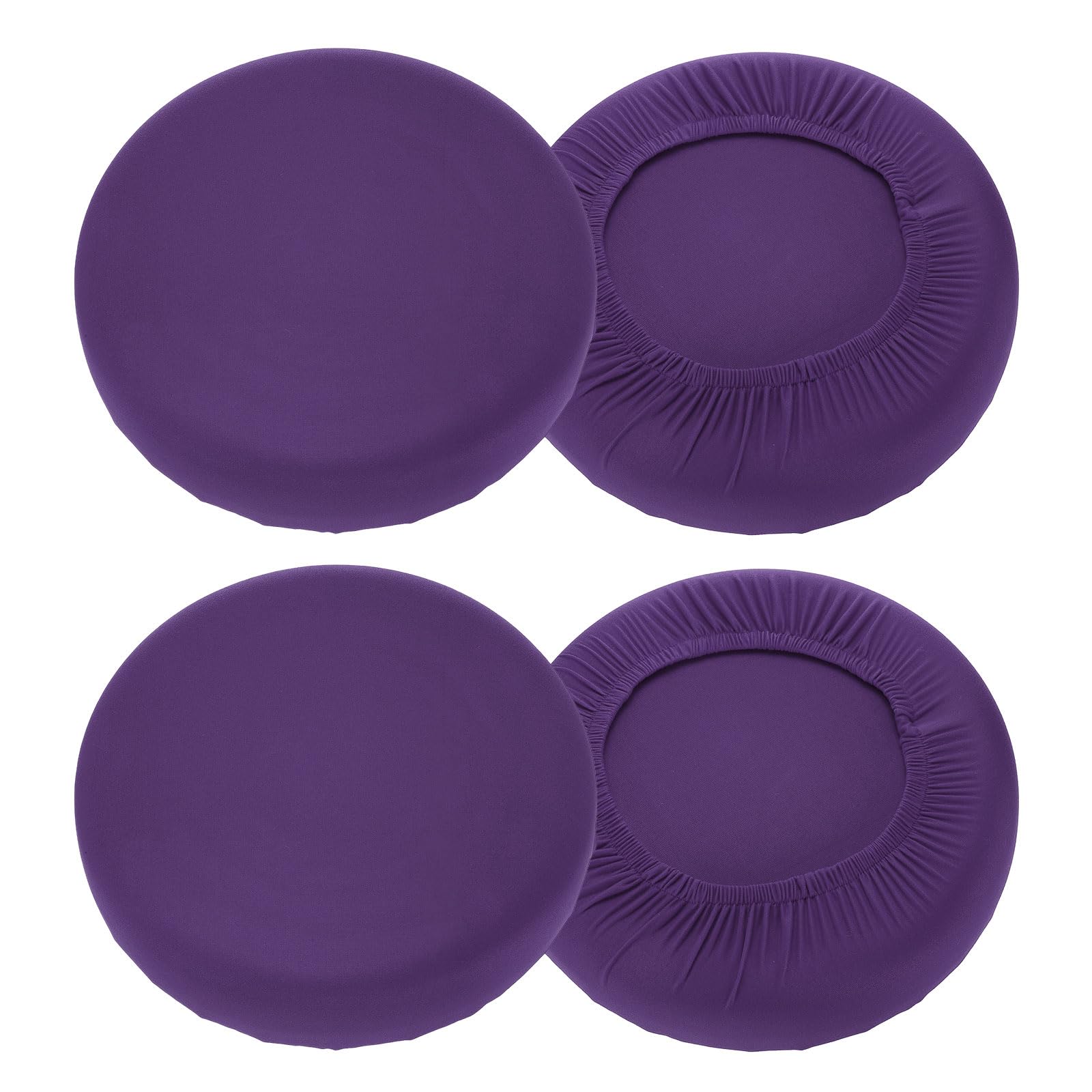 Photo 1 of uxcell 4 Pack Stool Covers Round, 16-20 Inch Bar Stool Covers Washable Dustproof Slipcover Seat Cushion with Elastic for Bar Kitchen Living Room Decor, Purple