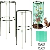 Ztzfacai 17.7" H Plant Support Stake Cage, Round Plant Support Garden Flower Stakes with Plastic Protective Film, Plant Cages for Indoor Outdoor Small Plants,Tomato, Peony, Hydrangea
