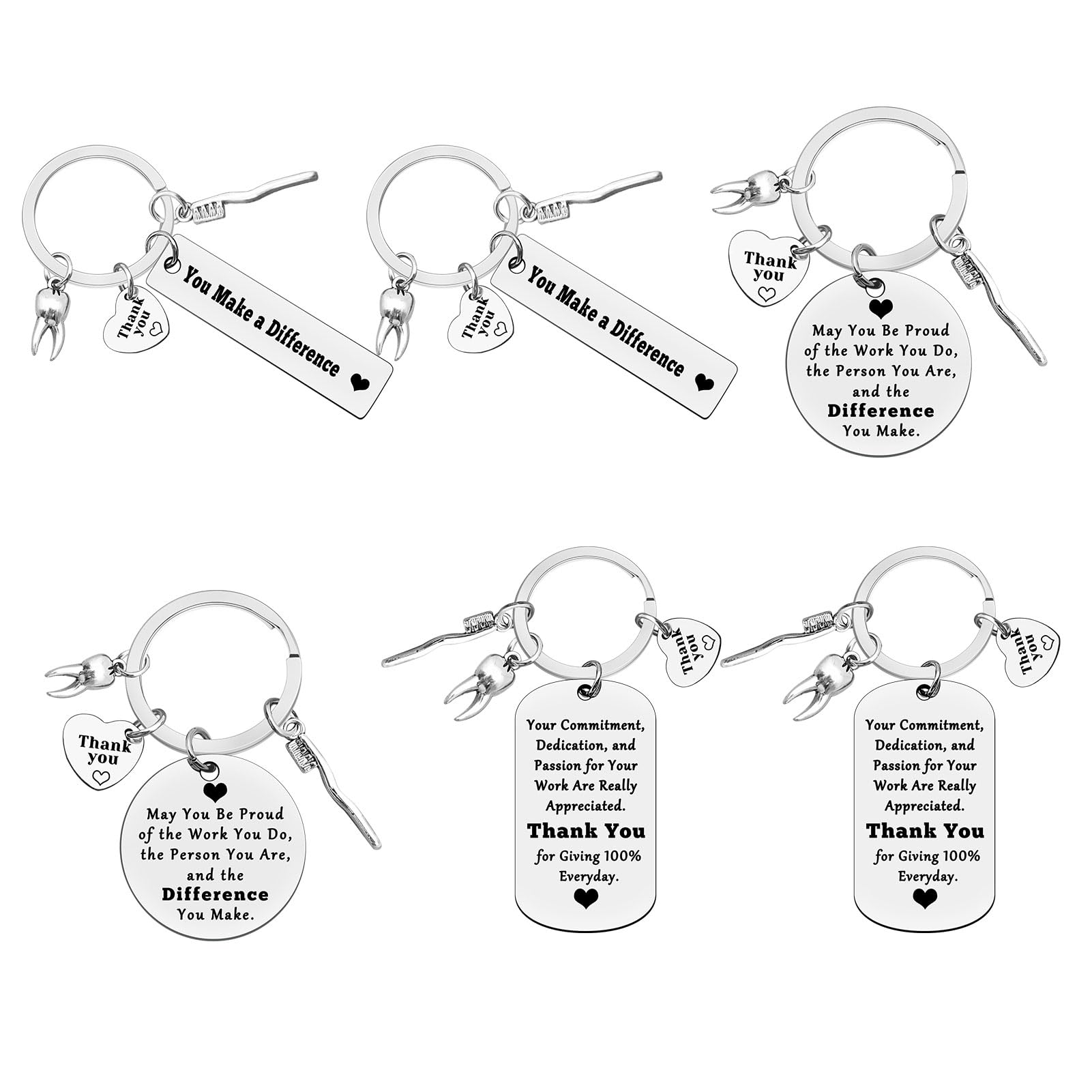6 Pcs Dentist Keyring Dentist Appreciation Gifts Dental Hygienist Gift Dental Assistant Gift Dental Staff Gift Dental Colleague Gift Dentist Office Orthodontist Gift Thank You Gifts for Dentist