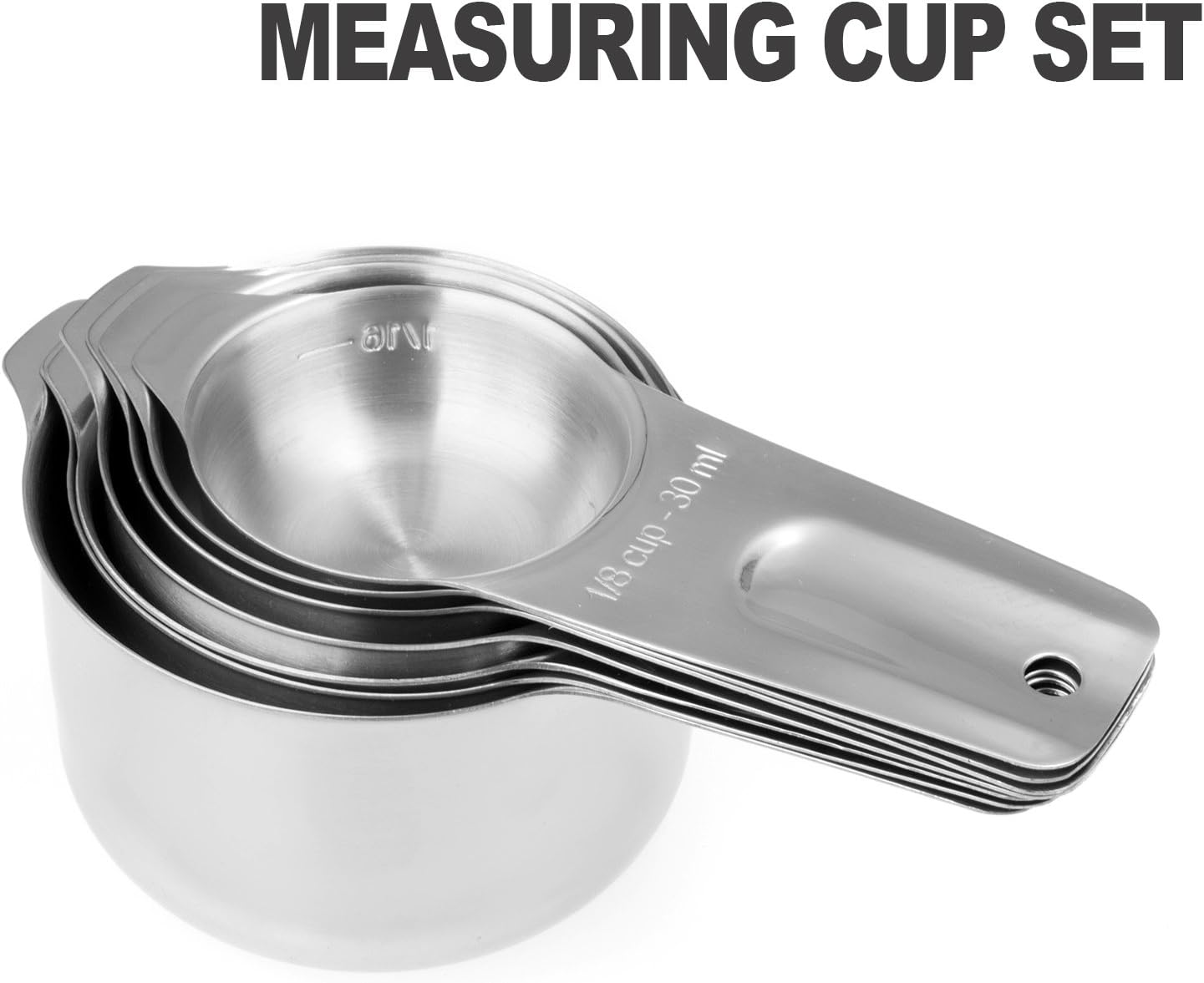 13-piece Measuring Cups and Spoons Set, 18/8 Stainless Steel Heavy Duty Ergonomic Handle with Ring Connector: Kitchen & Dining