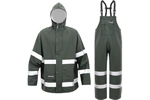 VUVEA Rain Suit For Men & Women Waterproof Heavy Duty Rain Gear Reflective Jacket for Fishing Outdoor Work Raincoats