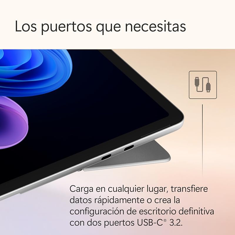 Microsoft Surface Pro | Copilot+ PC | Ecrã Táctil LCD de 12" | Snapdragon X Plus | 16GB de RAM | 256GB de armazenamento | Modelo mais recente | Platina