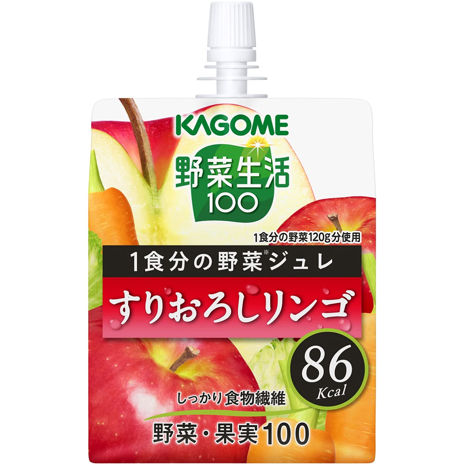 カゴメ 野菜生活100 1食分の野菜ジュレ すりおろしリンゴ 180g×30個商品画像