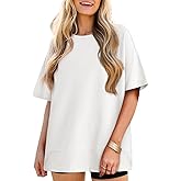 Tankaneo Womens Oversized Knit Tunic Tops Summer Casual Short Sleeve Round Neck T Shirt Loose Fit Side Split Waffle Tees