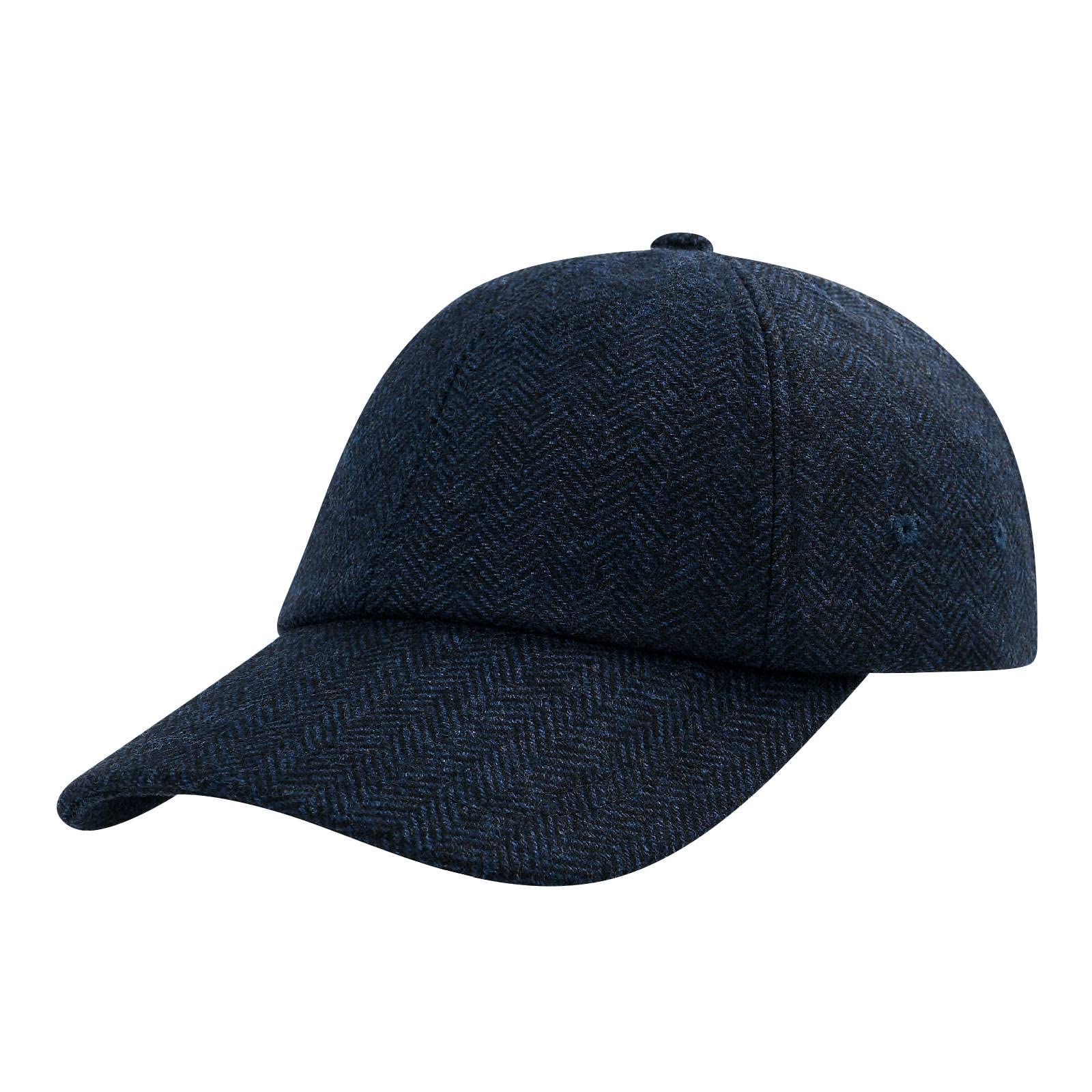 Photo 1 of BOTVELA Wool Baseball Cap for Men Adjustable Unstructured Tweed Hat (Herringbone Navy)