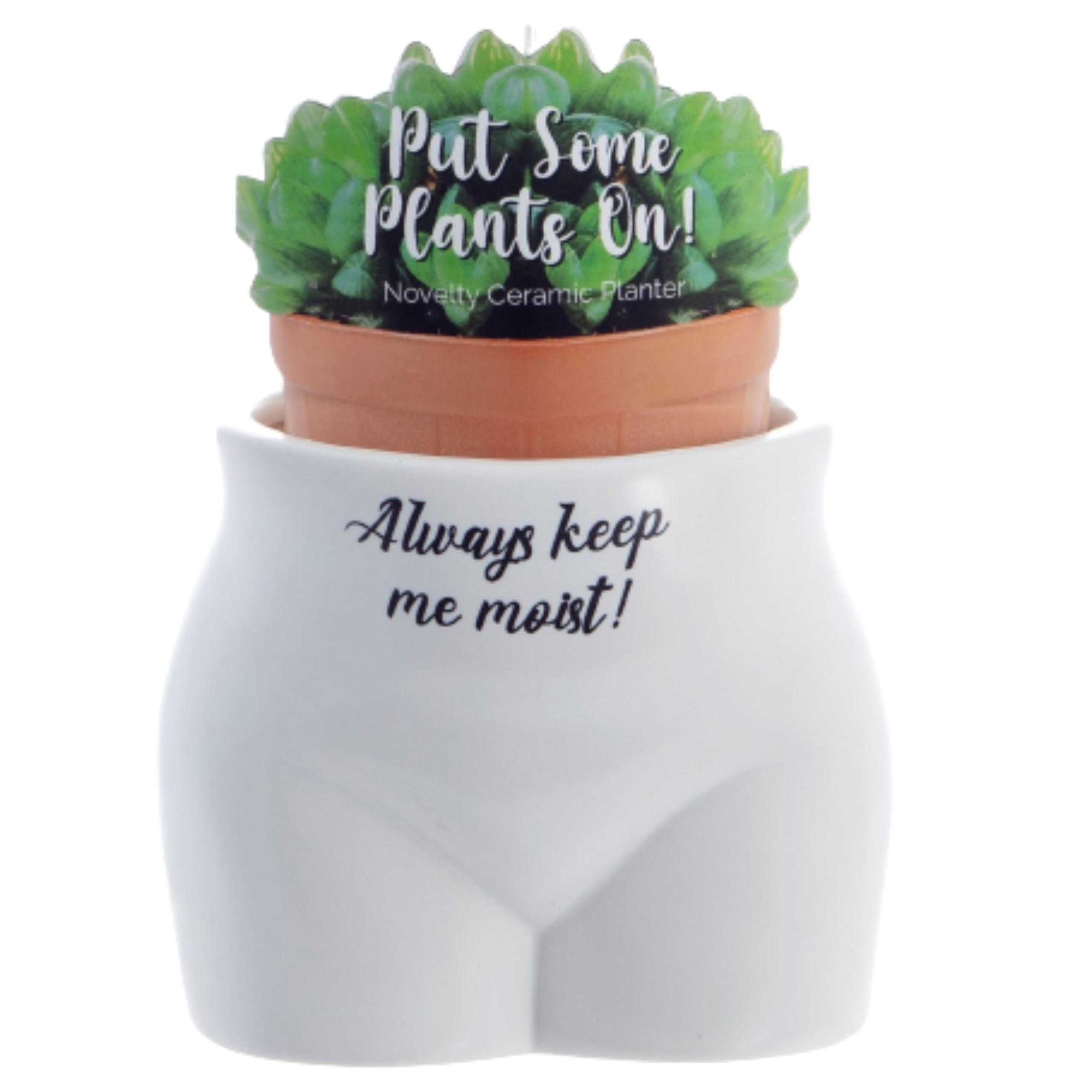 Boxer Gifts Always Keep Me Moist' Novelty Body Shaped Plant Pot | Funny Rude Home Décor Gift, Ceramic, White,Black, One Size