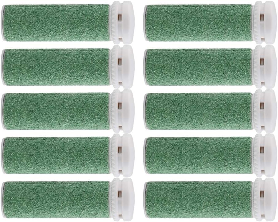Foot Solutions Super Coarse Replacement Refills Rollers Compatible with Emjoi Micro-Pedi Callus Remover (10 Pack Green)
