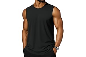 Cotrasen Men's Tank Top UPF 50+ Cotton Sleeveless Shirt Lightweight Casual Gym Workout Shirts Cooling Muscle Tee Shirt