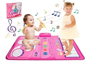 BEENAVEE Baby Musical Mat Toddler Toys,2 in 1 Musical Piano&Drum Mat,Montessori Toys Early Education Portable Touch Musical Play mat-Learning Toys Christmas Birthday Gifts for 0 1 2 3 4 5+ Ages Baby Toddler