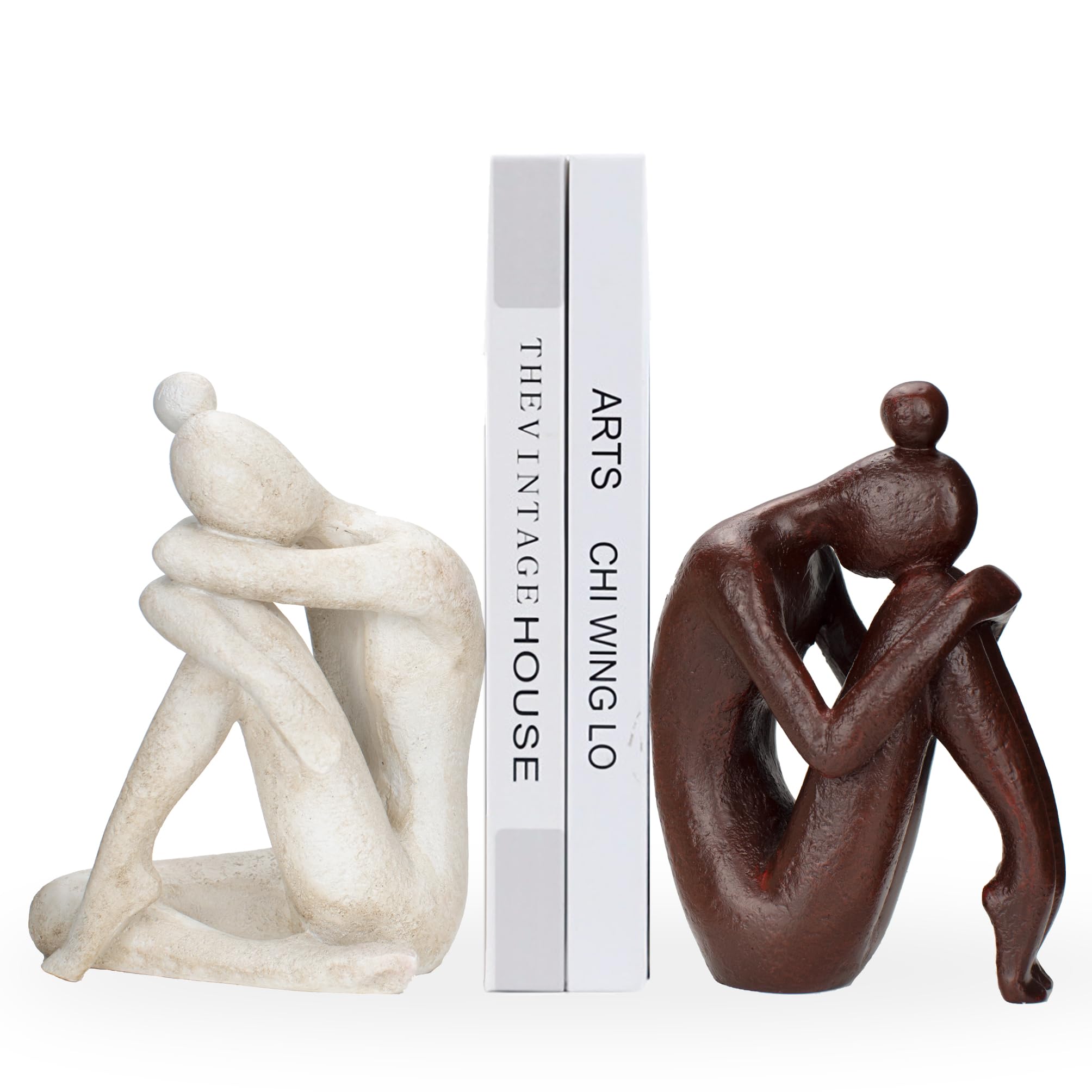 Photo 1 of Decorative Bookends for Shelves, Unique Book Ends for Home Office Decor, Meditation Girl Statue Book Stopper 