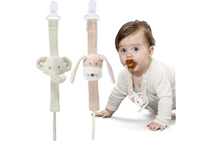COTTONBEBE Pacifier Clip, 2 Pack Baby Pacifier Holder for Boys and Girls Fits Many Pacifiers & Baby Teething Toys, Ideal Baby Gift (Elephant&Dog)