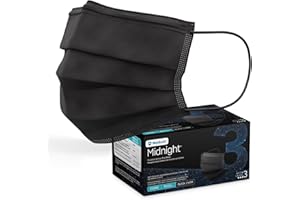 Medicom Black Earloop Face Masks - Medicom Midnight Box of 50 Surgical Masks - 3 Layer Medical Masks Adult