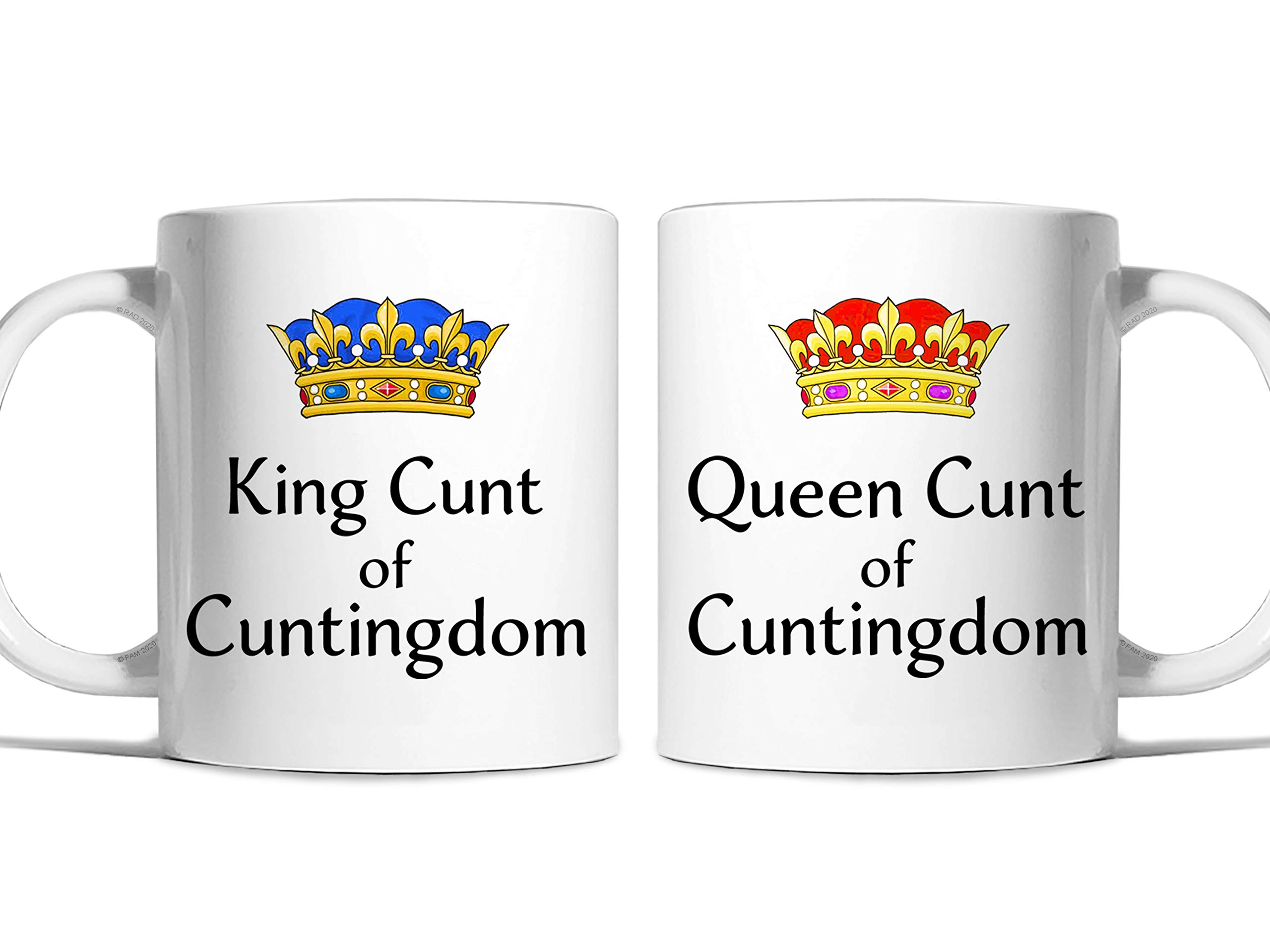 Risk-A Designs King and Queen Cunt of Cuntingdom Mug Set, Rude Mug Set, Couples Mugs, Wedding Gift, Rude Wedding Gift, Novelty Gift for Friends