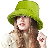 OCTEEN Fluffy Faux Fur Bucket Hat Winter Warm Hat for Women Men