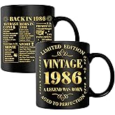 NGLIV 40th Birthday Gifts Women Men,1986 Birthday Gifts for Women Men Thirty Gift for 1985, Turning 40 Gift for Her Mom Dad Sister Best Friends,Vintage 1986 Mug Black