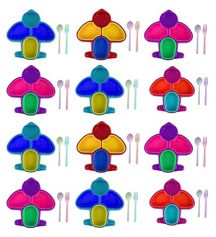 Shri Ashtavinayak Aeroplane Kids Meal Tray 4 Compartments (Set of 12)