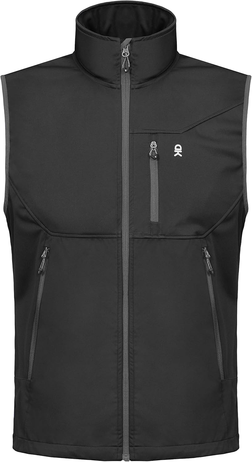 Little Donkey Andy Men's Lightweight Softshell Vest, Windproof Sleeveless Jacket for Travel Hiking Running Golf: Clothing