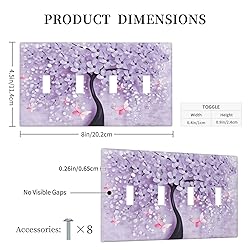Spshian Light Switch Cover 3D Purple Tree 4 Gang