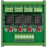 Electronics-Salon DIN Rail Mount 4 SPDT 10Amp Power Relay Interface Module, DC 12V Version.