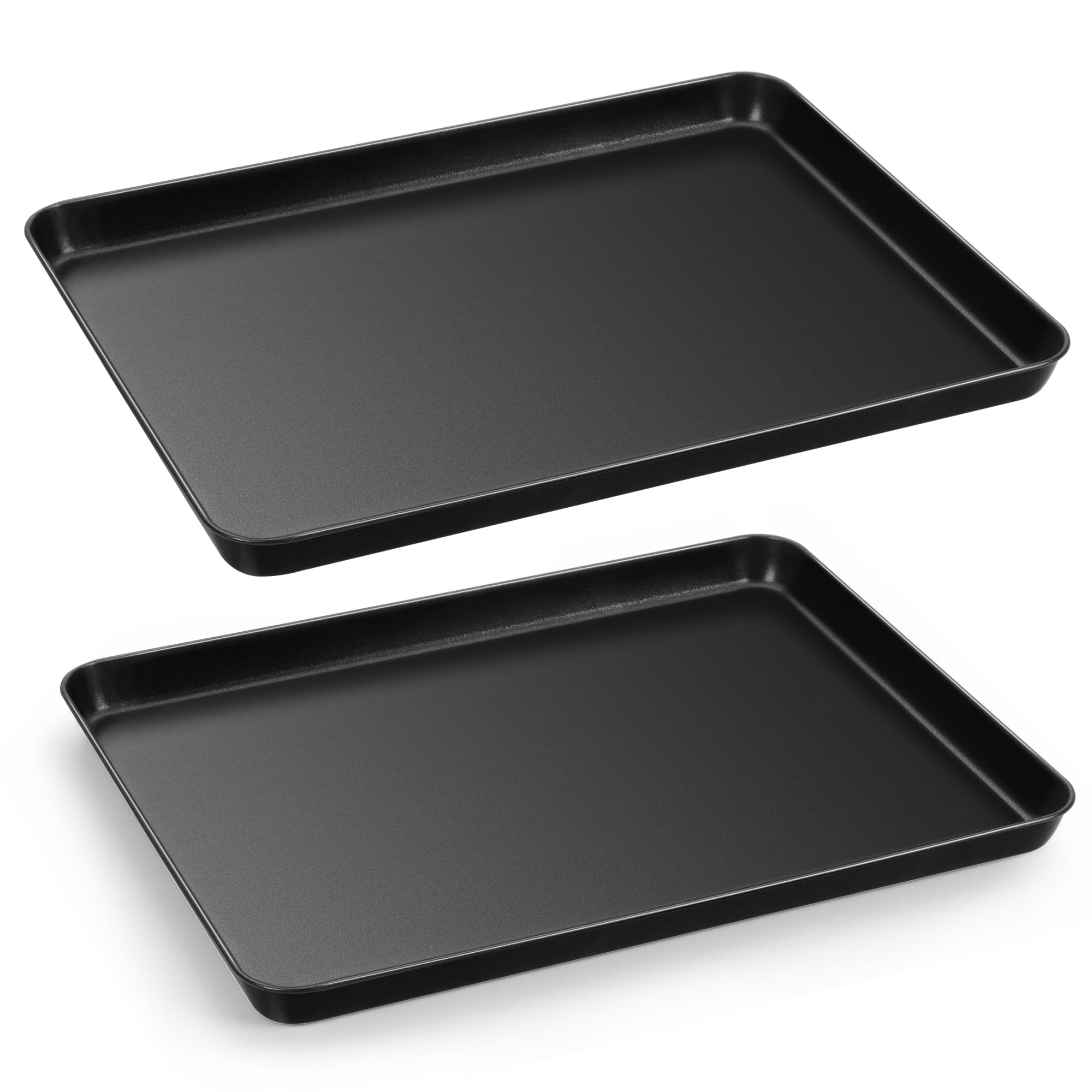 Herogo Non Stick Baking Trays for Oven, Carbon Steel Oven Tray Set of 2, Rectangle Large Baking Sheet Pan for Baking Cooking Roasting, Wrap Resistant & Non-Toxic, 40.3x30.3x2.5 cm