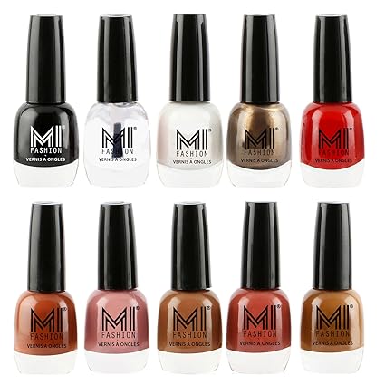 Mi Fashion Super Glam Nail Polish Jet Black Crystal Clear Milky