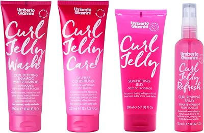 Umberto Giannini Curl Jelly Hair Kit - Shampoo, Conditioner, Curl Gel, Refresh