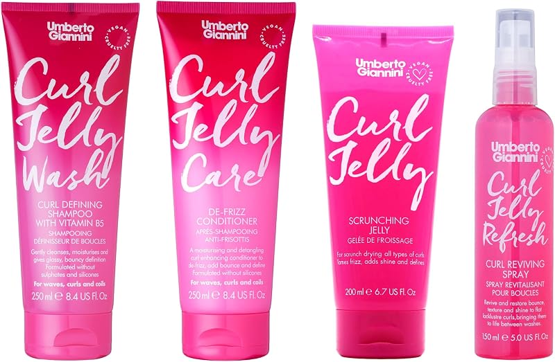 Umberto Giannini Curl Jelly Hair Kit - Shampoo, Conditioner, Curl Gel, Refresh