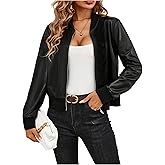 SHENHE Women's PU Leather Bomber Jacket Zip Up Lightweight Fall Casual Jacket Outerwear