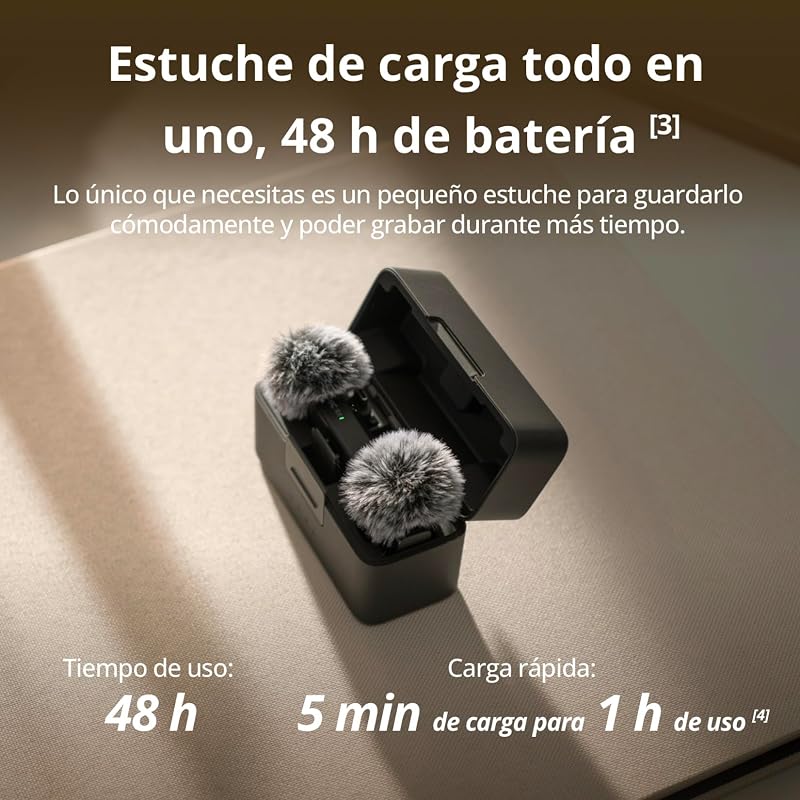 DJI Mic Mini Microfone Sem Fio (2 TX + 1 RX + Estojo de Carregamento), super leve, 48 h Uso, cancelamento de ruído, Microfone sem fio profissional para câmeras / iPhone / Android, Vlogs, Streaming