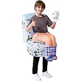 Spooktacular Creations Kids Halloween Inflatable Costumes, Sitting on a Toilet Inflatable Costume, Funny Blow Up for Halloween Cosplay Themed Parties