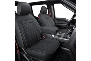 LUCKYMAN CLUB F150 Faux Leather Seat Covers Fit for 2015-2025 F150 SuperCrew and 2017-2025 F250 F350 F450 Super Duty Crew Cab Pickup Trucks(Full Set, Black)