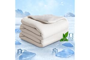 VALUXE Cooling Comforter Twin/Twin XL Size Cool-touch design on both sides Soft Breathable Lightweight Blanket for Night Sweats Hot Sleeper（ Ivory 68" x90”）
