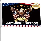 Probsin 250 Anniversary Flag 3x5 Ft Double Sided 3 Ply American Flag Eagle 1776-2026 250 Years of Freedom Patriotic Signs Party Supplies Hanging Decor for Room Welcome Backdrop with Brass Grommets