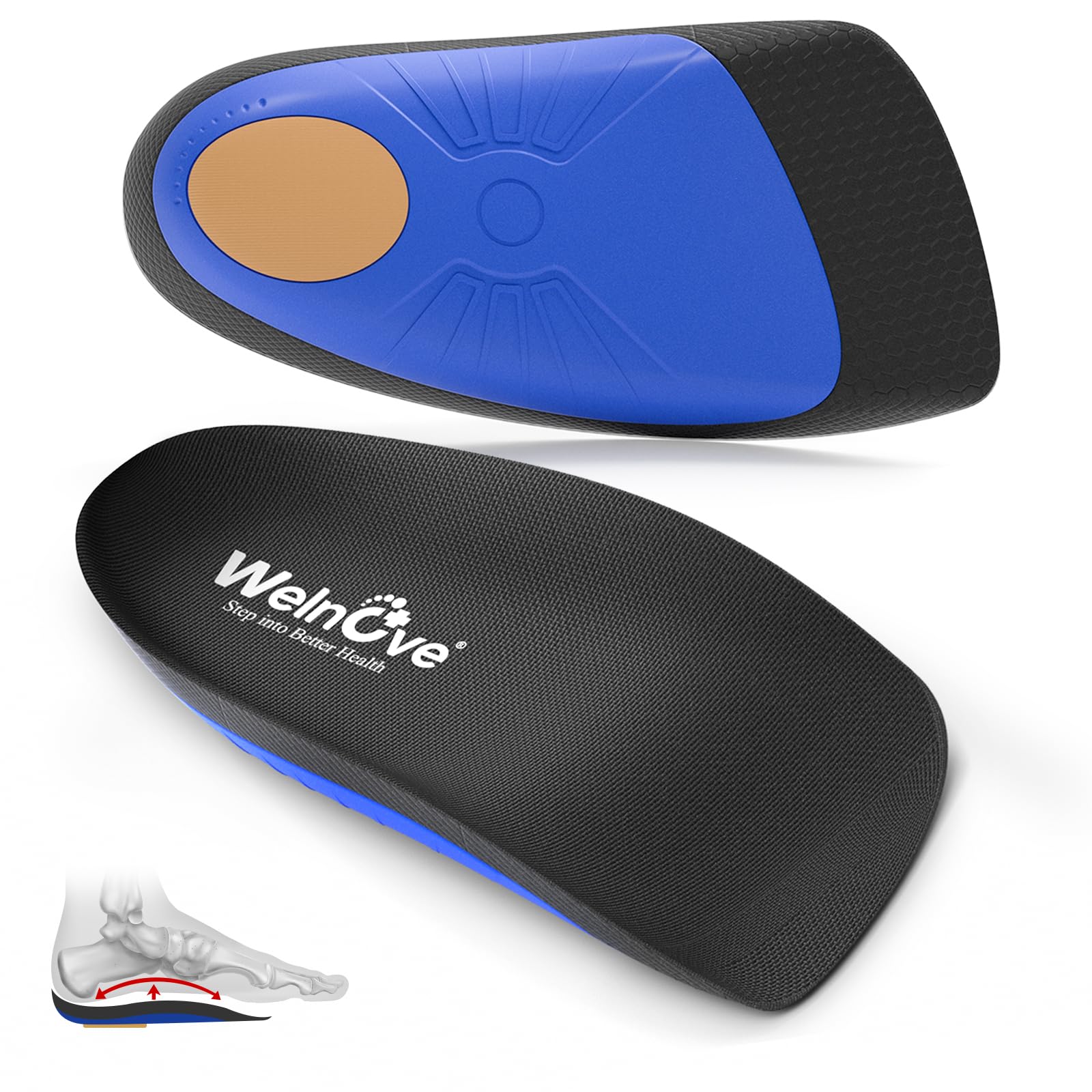 Photo 1 of Plantar Fasciitis Inserts for Heel Pain - (FSA HSA Eligible) Welnove Arch Support Heel Cushions Insoles for Heel Spur, Achilles Tendon, Heel Cups for Most Shoes, Women's 6-9, Men's 5-8