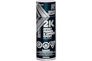 Car-Rep® 2K Epoxy Primer with Wise 2K Technology, Suitable for All Kinds of Metals, Carbon Fiber Substrates, Most Automotive Plastics, Black, 11oz Aerosol Can