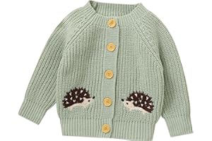 Opewod Baby Knit Cardigan Sweater for Boy Girl Soft Warm Coat Round Neck Long Sleeve Toddler Outwear Fall Winter Clothes