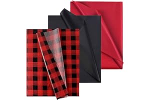 Kavoc 60 Sheets 20 x 20 Inch Large Size Buffalo Plaid Tissue Gift Wrap Tissue Christmas Wrapping Paper Rustic Art Holiday Wrapping Paper for DIY Crafts Christmas Wrapping (3 Colors)