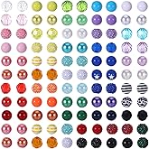 100 Pcs 20mm Beads Rhinestone Bubblegum Chunky Beads for Pens DIY Craft Keychain Necklace Bracelet Jewelry Making Supplies Bulk Pen Jewelry Making Kit (Bright Color)