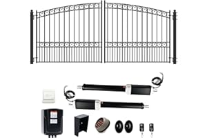 ALEKO 12x6 feet Paris Dual Swing Driveway Gate with Automatic Opener, Galvanized Steel Security Fence Gate
