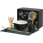 8PCS Matcha Whisk Set, Japanese Matcha Tea Set with Ceramic Matcha Bowl and Bamboo Whisk, Scoop, Ceramic Bowl, Whisk Holder, 