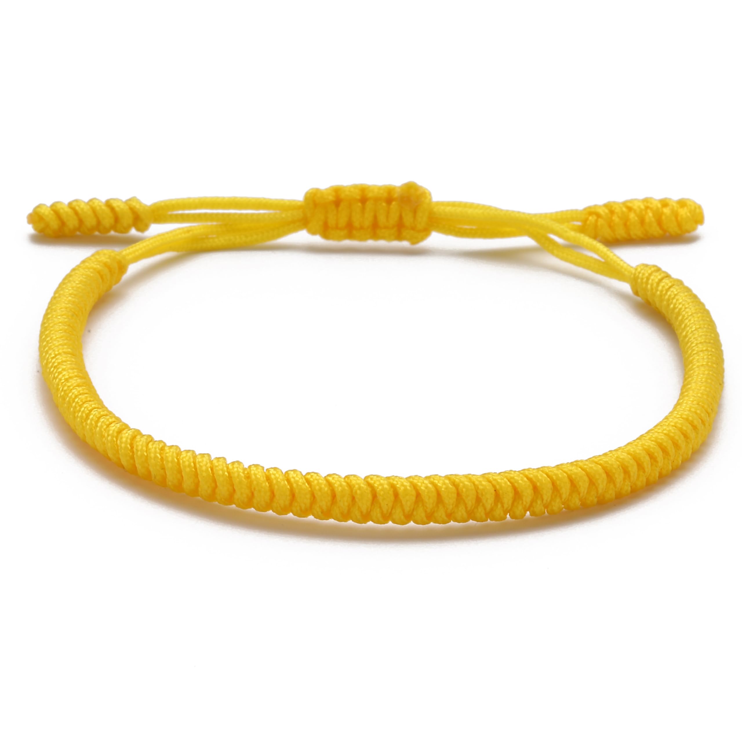 LUCKY BUDDHIST Handmade Bracelet + Buddhist Gift! Tibetan Good Luck String Armband. for Women, Men, Teens. Adjustable Size! Friendship Present. Handcrafted Rope Woven Chakra Wristband | Yellow