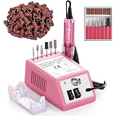 Professional Nail Drill Machine 20000 RPM Efile Electric Nail Filer Kit for Finger Toe Nails, Acrylic Gel Nails, Manicure Pedicure Drill with 6Pcs Nail Bits, 106Pcs Sanding Bands - Pink