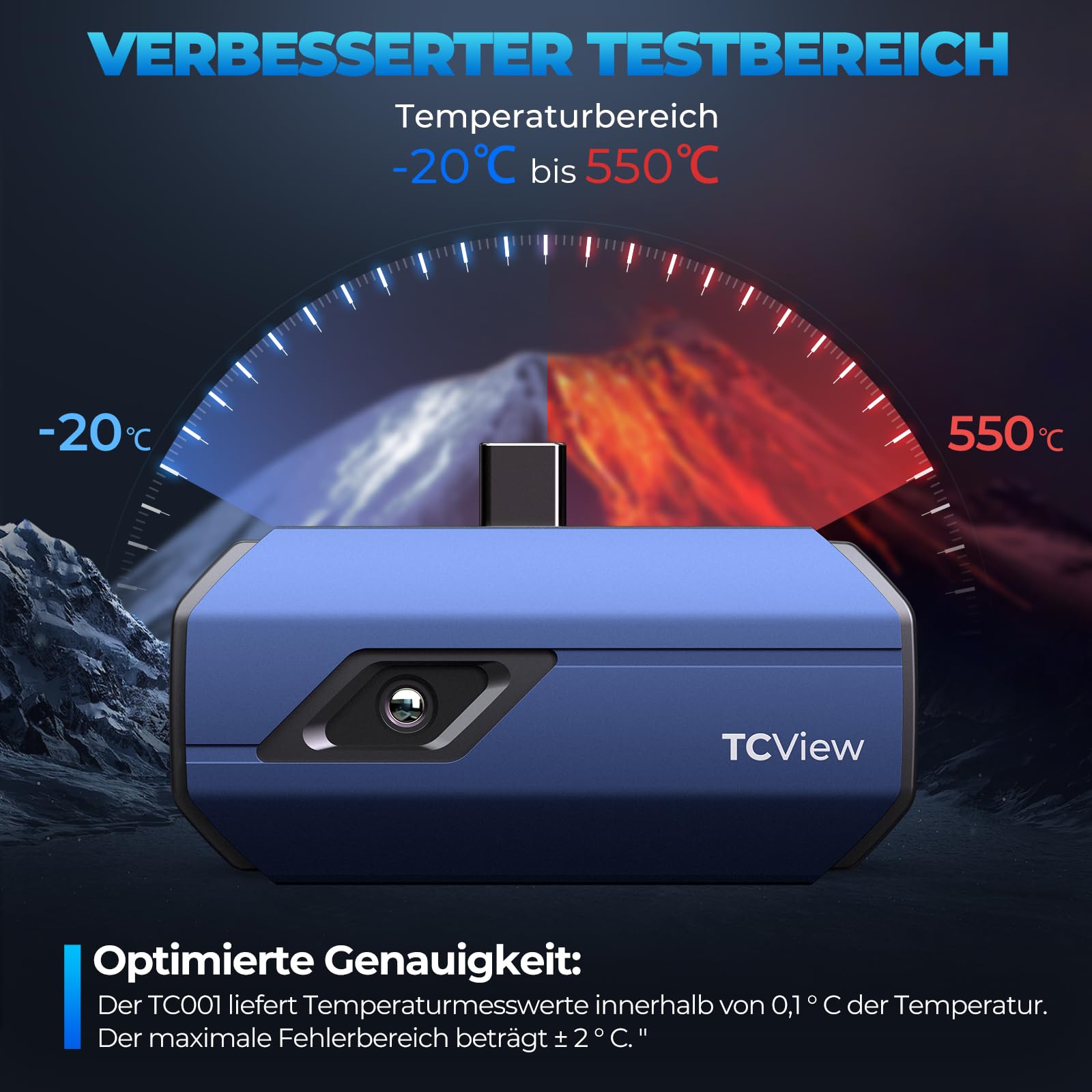 TOPDON Wärmebildkamera -TC001, 512x384 TISR Auflösung, ＜40mK Wärmeempfindlichkeit, 25Hz, Testbereich -20 ℃ bis 550 ℃, 0,1 ℃ Testpräzision, entwickelt für Android phones/Tablets und Windows Laptops 4