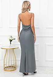 Capuffy Women Drape Neck Formal Maxi Dresses Lace