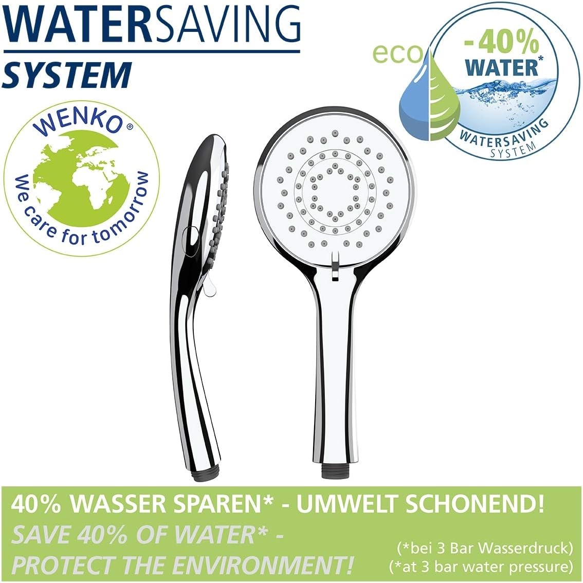 Wenko Watersaving Shower Head, 23995100, Chrome, diameter 11 cm - Image 3
