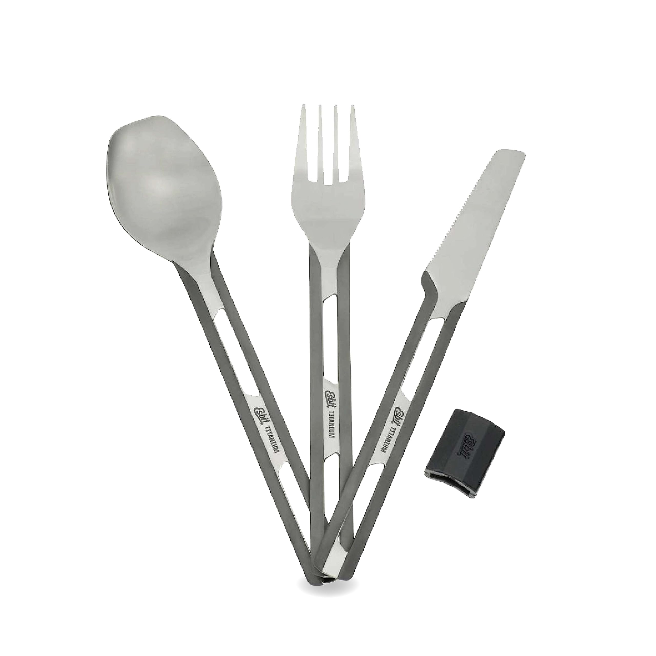 Esbit Cutlery Set | Titanium| Ultralight Weight |Camping, Backpacking, Sports | Outdoor Kitchen | Knife, Fork, Spoon TC4-TI