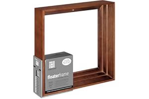 AMPERSAND ART SUPPLY Ampersand Floaterframe Readymade Frame for Flat and 1 1/2" Deep Wood Panel and Canvas Artwork, Paintings, Prints, and More, 12"x12", Walnut Thin